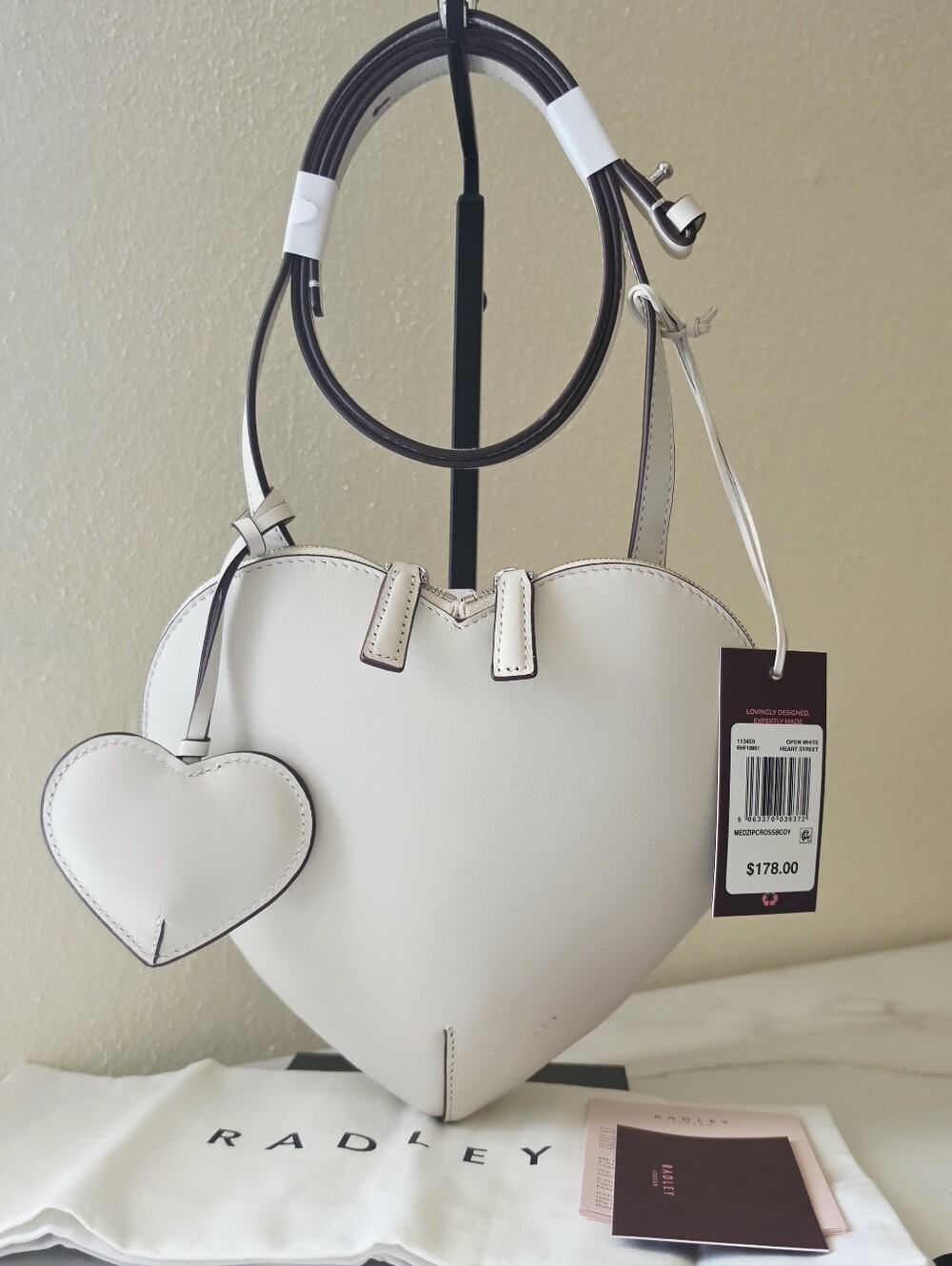 Radley London Heart Street Medium Leather Crossbody Bag NWT Open White / Cream